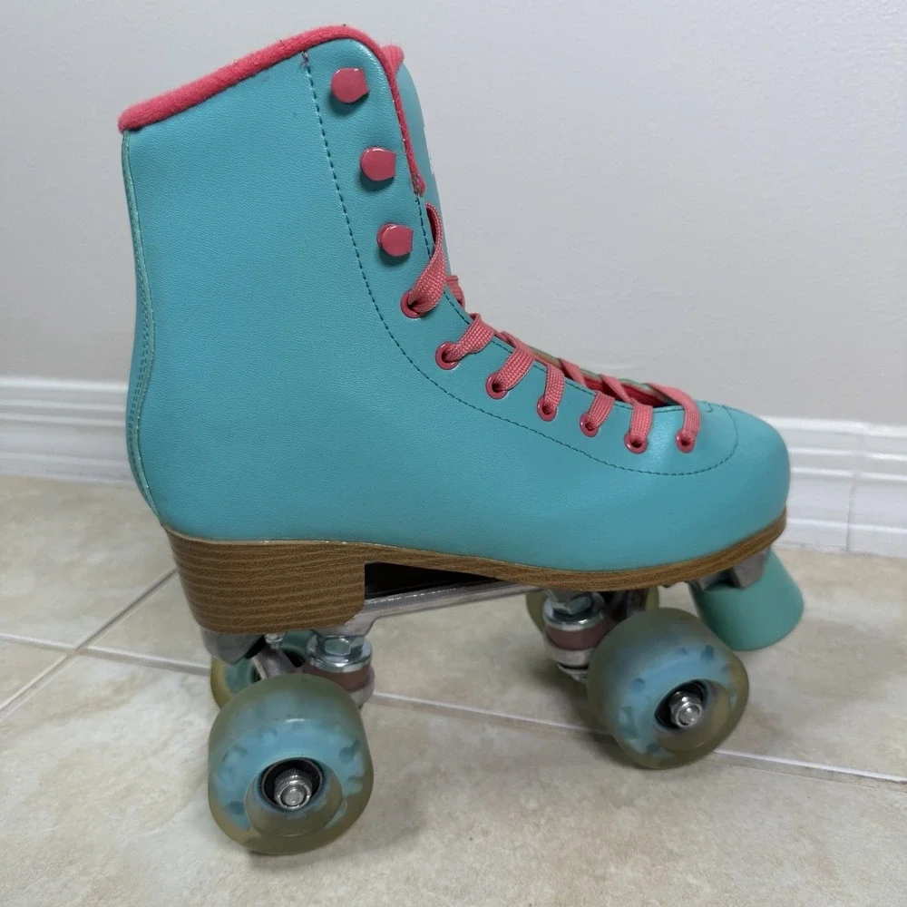 Impala Rollerskates Sidewalk Aqua Pink Quad Roller Skates Women's Size 7 EU 38